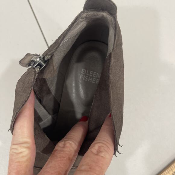 Eileen Fisher Boots Sz 8.5 Bootie Vero Cucio Lagenlook Suede Brown Grey Earthy - Picture 14 of 14
